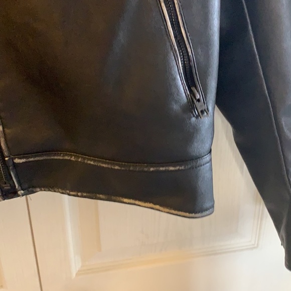 Zara faux leather distressed motorcycle jacket - Picture 5 of 8